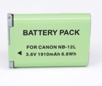 แบตเตอรี่ กล้อง Canon NB-12L for Canon PowerShot G1 X Mark II N100 VIXIA Part No.              	: NB-12L Battery Type	: Li-ion Voltage	: 3.6V               Capacity	: 1910mAh Color	: Grey Dimension	: -