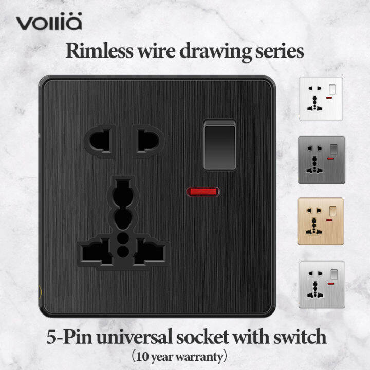 Vollia Rimless Wall Socket for House Electrical Sockets for Wall 2/3/4/5 Pin Power Plug Socket