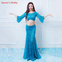 Belly Dance Lace ชุดหญิงผู้ใหญ่ Elegant Top Practice เสื้อผ้าชุดเสื้อกระโปรงยาวการแข่งขันเสื้อผ้า...