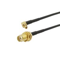 1Pcs SMA Female Jack Nut Bulkhead to MMCX Male Plug Right angle Connector RG316 RF Coaxial Jumper Pigtail Cable 7-50cm