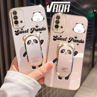 VRQR ที่บังน้ำแข็ง Xiaomi Redmi 9T 9 Power 6DStraight Edge ชุบลายแพนด้าแบบนุ่มหรูหราเคสโทรศัพท์คุณภาพสูง