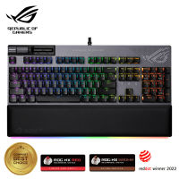 ASUS XA07 ROG Strix Flare II Animate gaming mechanical keyboard with AniMe Matrix LED display, 8000 Hz polling rate, ROG NX mechanical switches or Cherry MX switches, swappable switches, metal media controls,and a wrist rest with light diffuser