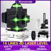 16 Lines 4D Green Laser Level Self-Leveling Wireless Remote 360 Horizontal and Vertical Cross Lines With Battery &amp; Wall Bracket