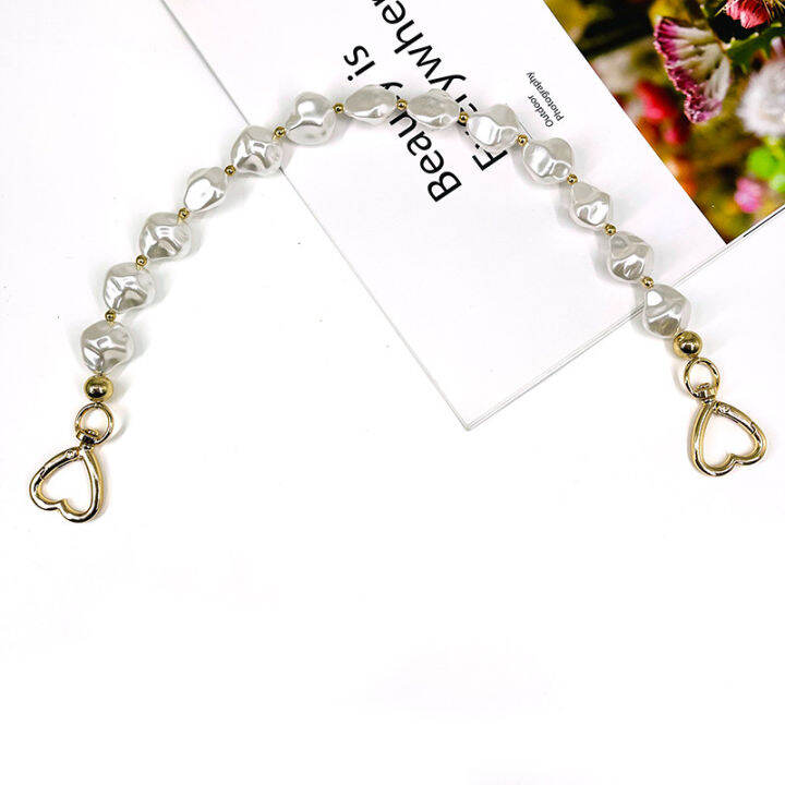 love-chain-pearl-chain-luggage-accessories-short-luggage-chain-irregular-pearl-chain-metal-chain-metal-hook-chain