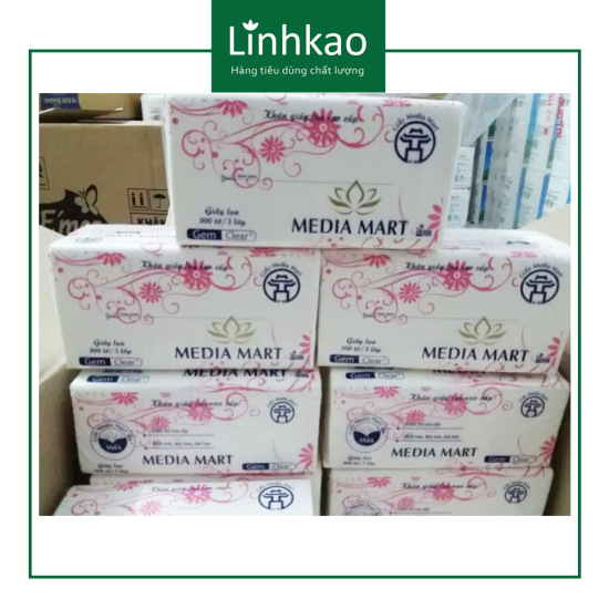 Combo 5 gói khăn giấy lụa media mart cao cấp 3 lớp-300 tờ - ảnh sản phẩm 1