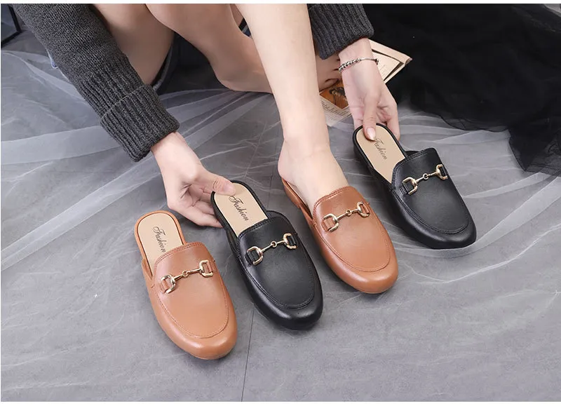jeg fandt det Overskæg tilfredshed Beau Today】Korean Fashion slip on shoes for women sale loafers shoes for  women black flat shoes half shoes on sale (Add+ 2 size bigger) | Lazada PH