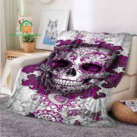 XZX180305  Skull Flannel ผ้าห่มอุ่นผ้าห่มเหมาะสำหรับโซฟาผ้าห่มและใช้กับผู้ใหญ่เด็ก Terror Theme King ขนาด