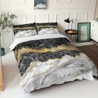 Colorful Marble Print Bedding Set Gold Pink White Black Duvet Cover Pillowcases King Queen Size Abstract Nordic Bed Linen 2/3pc