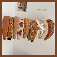 【cw】 Sugar Fried Chestnut Korean Outing Sweet Elegance Autumn and Winter Wool Headband Girl Hair Fixer Hairpin Headband Hair Accessories Headdress