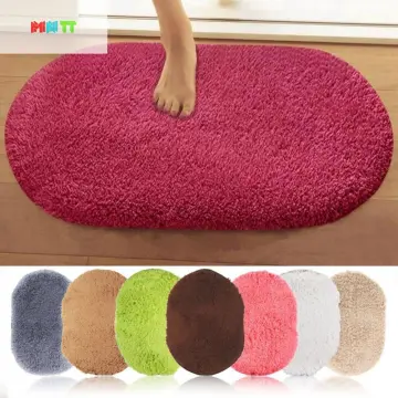 Microfiber Bathroom Mat Oval Shape Bathtub Floor Side Non-slip