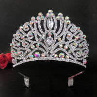 Bridal Hair Accessories Big Tiaras and Crowns Princess Diadem AB Diamonds Headbands Hair Combs Women Girls Party Headwear