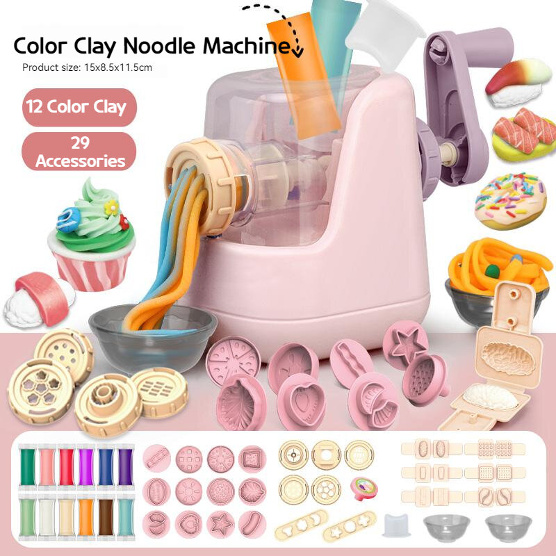 Colour Clay Ice Cream/Burger/Noodle Machine DIY pre play mud clay toy Play Dough set with Mold Maker