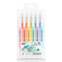 6 ชิ้น/เซ็ต Double Head Fluorescent Highlighter ปากกา Markers Pastel Drawing ปากกาสำหรับนักเรียนโรงเรียนอุปกรณ์สำนักงานเครื่องเขียนน่ารัก