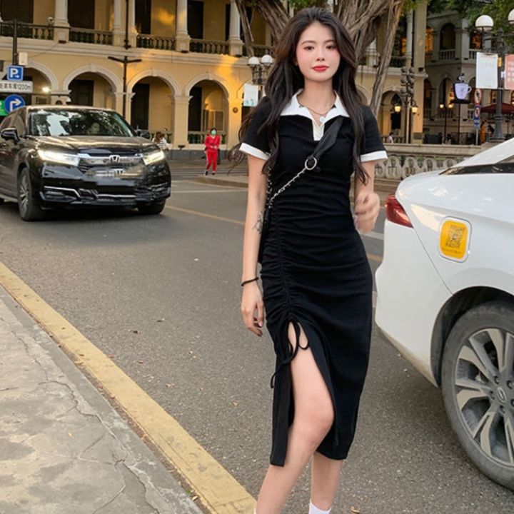 Đầm dệt kim dài tay 2018 thu đông phiên bản Hàn Quốc của váy bước chân váy  trong váy dài màu đen phía dưới đầm maxi 2 dây | Tàu Tốc Hành |