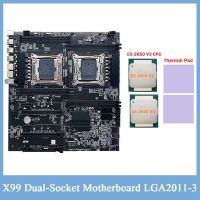 X99 Dual-Socket Motherboard LGA2011-3 Dual CPU Support RECC DDR4 Memory Replacement Accessories with 2XE5 2650 V3 CPU+2XThermal Pad