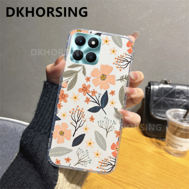 dkhorsing-เคสโทรศัพท์ใบดอกไม้ใหม่สำหรับเกียรติยศ-x6a-honor-90-lite-honor-70-lite-honor-x5-plus-tpu-ซิลิโคนแบบใสปลอกอ่อน-honor-x6a-เคสหลังสุดหรูกันกระแทก-x5plus