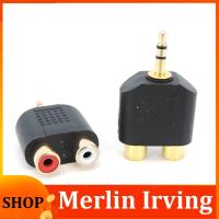 Merlin Irving Shop Gold plated 3.5mm AUX male to 2 RCA Female Audio Adapter Splitter Connector 3pole Stereo for pc Speaker Earphone Headphone