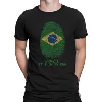 เสื้อยืดลําลอง ผ้าฝ้าย 100% แขนสั้น คอกลม พิมพ์ลายฟุตบอล Brazil ITS In My DNA สําหรับผู้ชายสามารถปรับแต่งได้