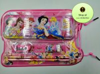 ชุดเครื่องเขียน ลายการ์ตูน 5 ชิ้น สำหรับเด็ก กล่องดินสอ ไม้บรรทัด ยางลบ กบเหลาดินสอ ดินสอ (เจ้าหญิง ดีสนีย์ Disney Princess) #อุปกรณ์การเรียน