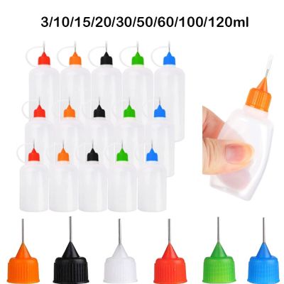 10pcs Colorful Refillable Squeezable Needle Bottle Point Line Diy Polymer Clay Tools Gifts 3/10/15/20/30/50/60/100/120ml