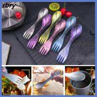 RBRY 9 สไตล์ แบบพกพา เบามาก Camping Traval เครื่องครัวกลางแจ้ง ช้อนส้อมปิคนิค TiTo Titanium Spork