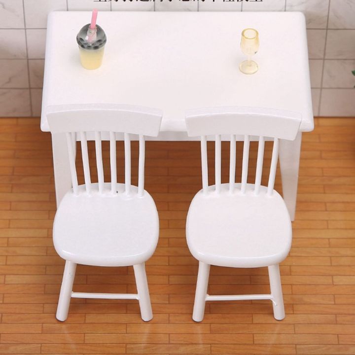 1-12มินิเฟอร์นิเจอร์ไม้จำลองโต๊ะกาแฟเก้าอี้โมเดลจิ๋วสำหรับตกแต่งบ้านตุ๊กตา
