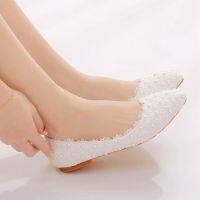 Big yards white lace flat shoes lighter single shoes female comfort women casual shoes with flat cotton ladle