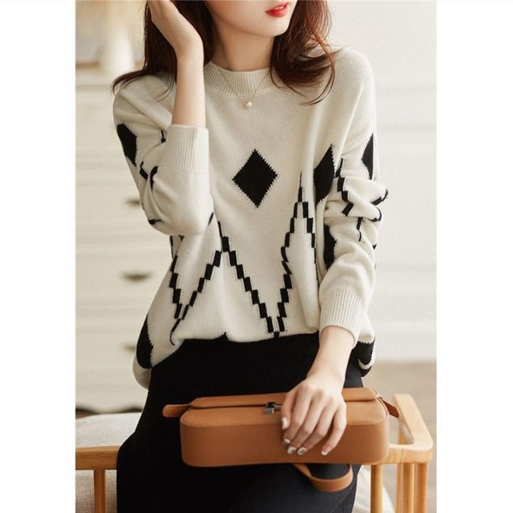 o-neck-patchwork-loose-sweater-ladies-all-match-pullover-top-fashion