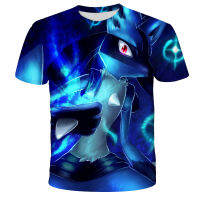 3D boys and girls summer Pokemon fashion cartoon T-shirt hip-hop streetwear casual short-sleeved 3D printed T-shirt 4T-14T