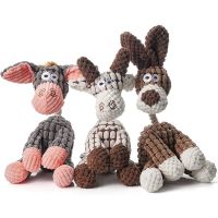 Funny Pet Toy Donkey Shape Corduroy Chew Toys for Dogs Puppy Squeaker Squeaky Plush Bone Molar Dog Toy Training Pets Supplies Toys