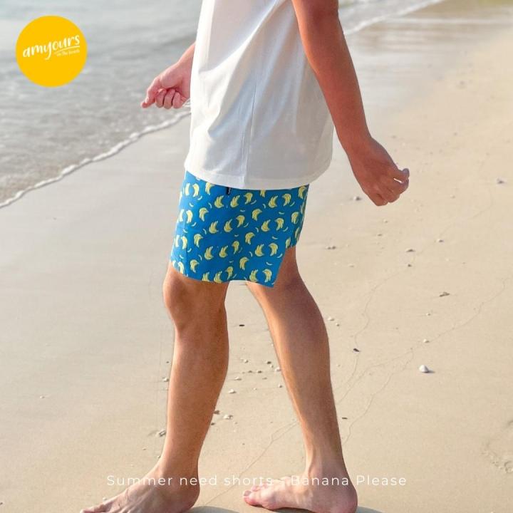 amyours-on-the-beach-กางเกงขาสั้นชาย-คุณภาพดี-ว่ายน้ำ-เดินชายหาด-รุ่น-mens-summer-ลาย-banana-please