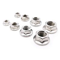 2/25pcs M3 M4 M5 M6 M8 M10 M12 Stainless Steel Metric Threaded Hexagon Hex Head Serrated Spinlock Flange Nut Locknut DIN6923 Plumbing Valves