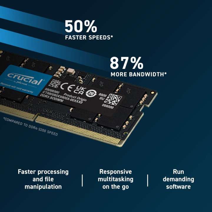 crucial-8gb-ddr5-4800-sodimm-ram-cl40-16gbit-แรมสำหรับโน๊ตบุ๊ค-ของแท้-ประกันศูนย์ตลอดอายุการใช้งาน