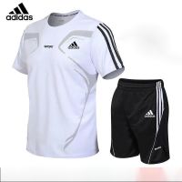 AdidasˉOriginal ฆ่าเชื้อชุดกีฬาบุรุษวิ่งขาสั้นของผู้ชาย,เสื้อยืดสองชิ้นขนาดใหญ่แห้งเร็วแบบลำลองสำหรับฤดูร้อน