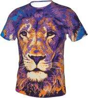 Wuyuhui Unisex Adult Watercolor Lion T-Shirt 3D Print Short Sleeve Casual Tee Shirt Medium