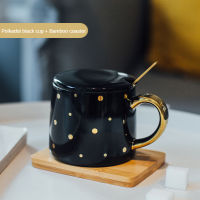 Luxury Ceramic Geometric Plaid Polka Dot Pattern Brief Coffee Mug Gold Breakfast Milk Water Cup Drinkware Couple Creative Gifts