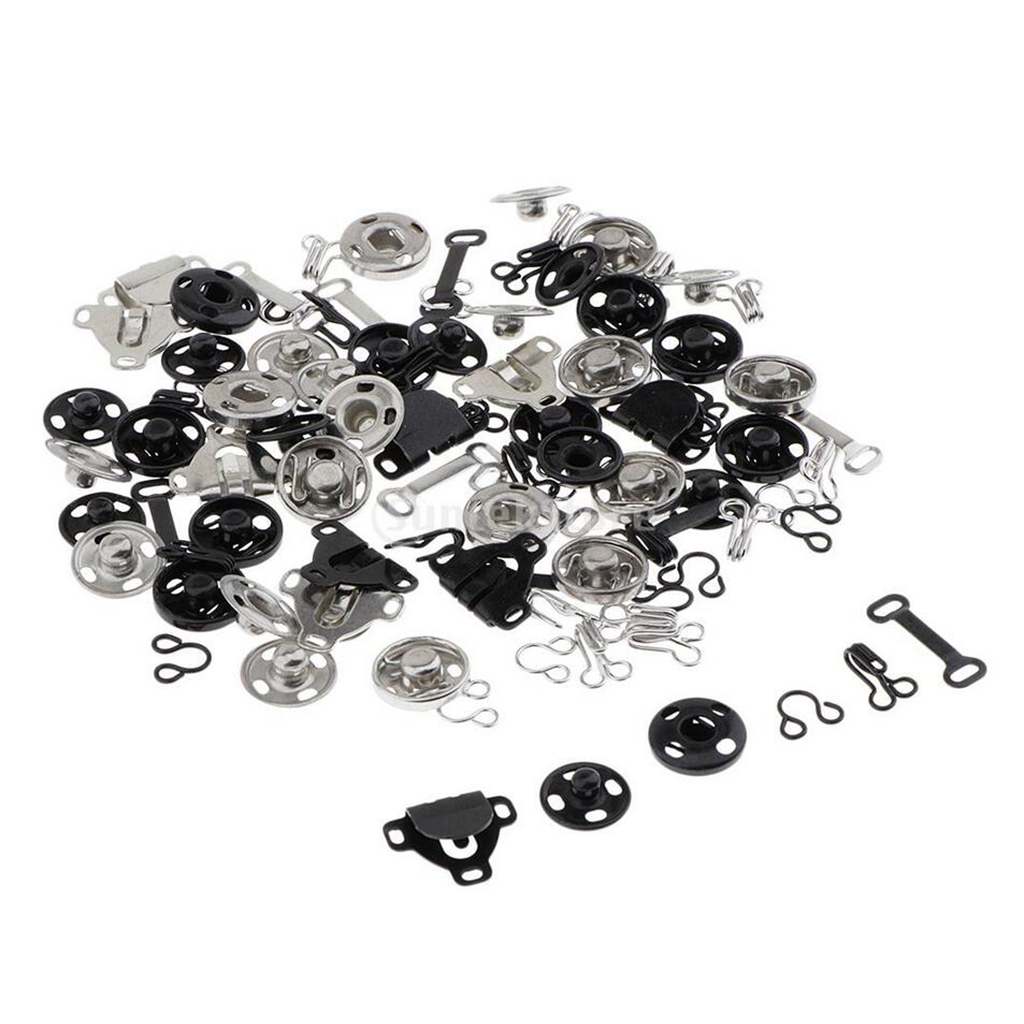 50 Pairs Skirt Hooks Eyes Sewing Eye Closures Snap Buttons Hook Kit for Trousers 