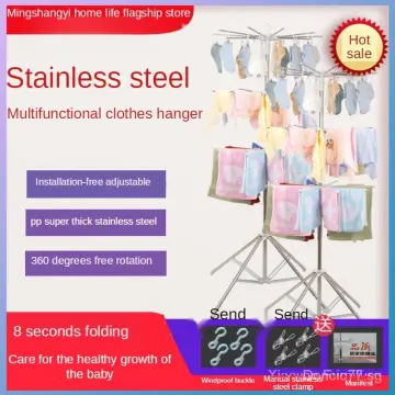 Stainless Steel Baby Clothes Hanger Floor Diaper Rack Towel Rack Foldable  Socks Hanger Multifunctional Baby Clothes Hanger