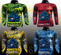 Set สี27 มี 4 สีให้เลือก (สินค้าพร้อมจัดส่ง)__เสื้อตกปลา,เสื้อปั่นจักรยาน MONSTER FISHING ATTACK กันแสงUV เนื้อผ้านิ่ม เบา ใส่สบาย ระบายอากาศดี