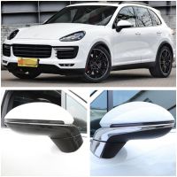 สำหรับ Porsche Cayenne 2018-2022อุปกรณ์ตกแต่งภายในกระจกมองหลังหน้าปกแผ่นตัดแต่งคาร์บอนไฟเบอร์ดูเคลือบ