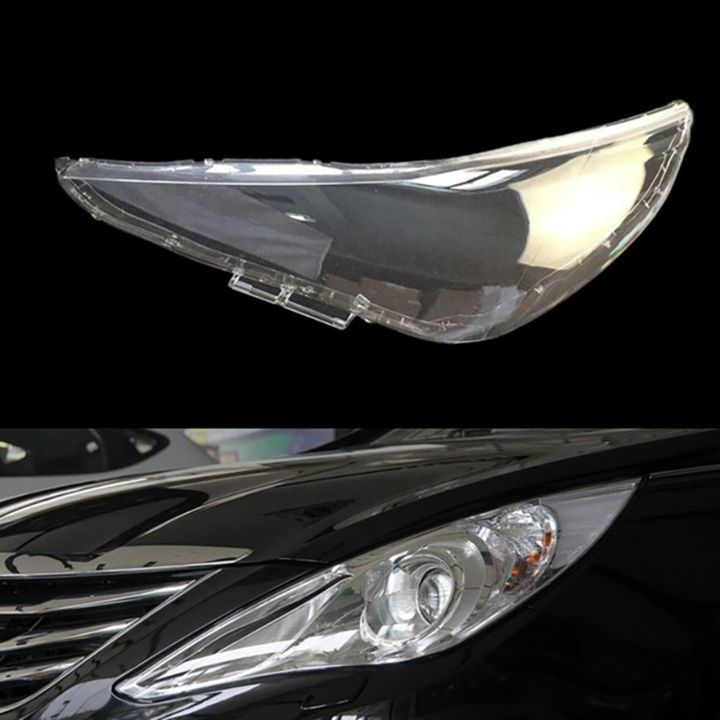 ฝาครอบโป๊ะใสเปลือกกรอบไฟหน้าเล็นไฟหน้ารถ1คู่สำหรับ-hyundai-sonata-2011-2012-2013-2014