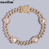 【CW】⊙◇  Iced Out Rhinestone Paved Anklet for 9.5MM Cuban Chain Foot Ankle Leg Fashion Jewelry