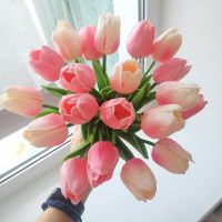 10ps/5pcs Tulip Artificial Flower White PU Real Touch for Home Decoration Fake Tulips Latex Flowers Bouquet Wedding Garden Decor