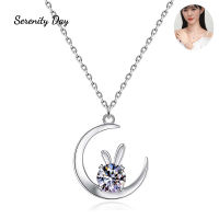 Serenity วัน1ct Moissanite สร้อยคอ D สี VVS1เพชรทดสอบผ่าน S925เครื่องประดับเงินสเตอร์ลิงชุบ18พันทองคำขาวของขวัญ