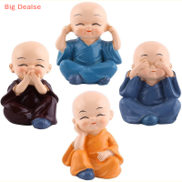 ?Big Dealse 4ชิ้น/เซ็ตเรซิ่น Little monk for Garden ตกแต่งโต๊ะตกแต่งตกแต่งศิลปะรถ