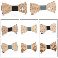 New Fashion Western Wood Gentleman Bow Ties Handmade Butterfly Wedding Party Bow Ties Jigsaw puzzle Wooden Unique Tie for Man