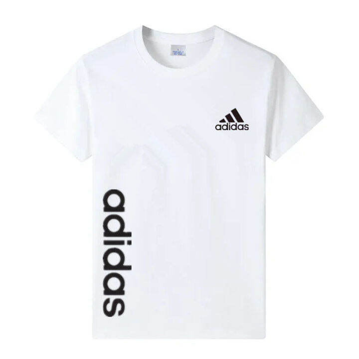 adidas-เสื้อยืดผ้าฝ้ายแบบลำลองสำหรับผู้ชาย-เสื้อยืดกีฬาแขนสั้นทรงหลวมเสื้อตัวยาวคลุมสะโพกขนาดใหญ่สำหรับฤดูร้อน