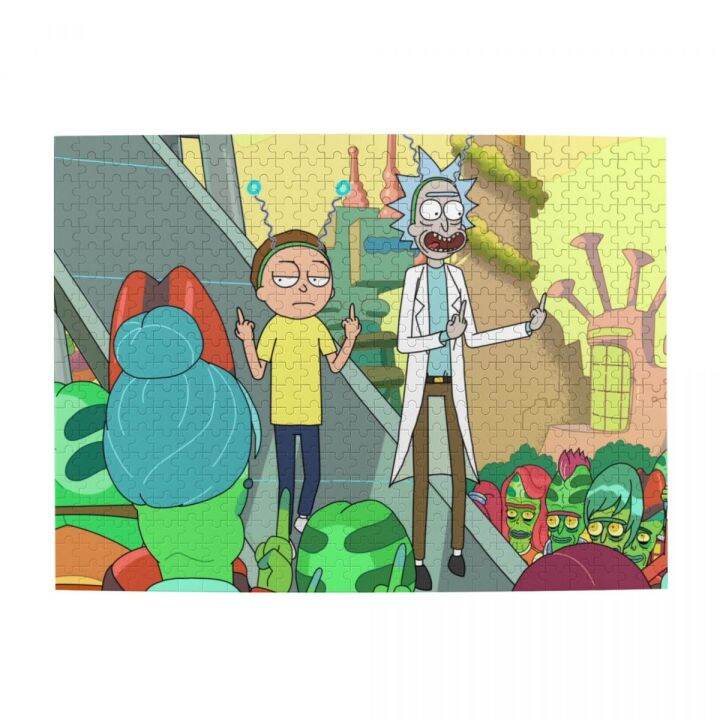 rick-and-morty-rick-sanchez-morty-smith-and-zeep-xanflorp-wooden-jigsaw-puzzle-500-pieces-educational-toy-painting-art-decor-decompression-toys-500pcs