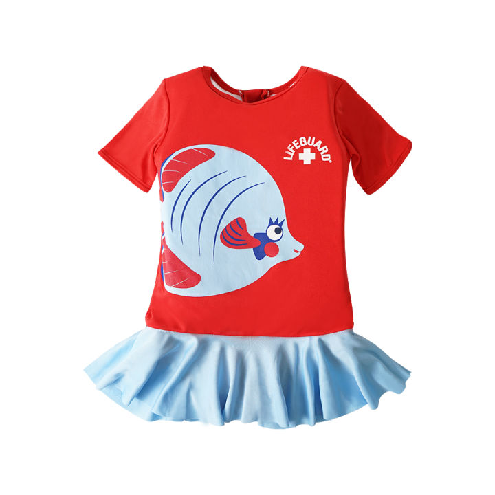 สาวฤดูร้อนว่ายน้ำเสื้อชูชีพปลาการ์ตูนชุดว่ายน้ำเด็กพร้อมโฟม