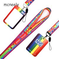 UK Thank You NHS Phone Rope Rainbow Credit Bank Card Holder Students Bus Card Case Lanyard Visit Door Identity Badge Cards Cover